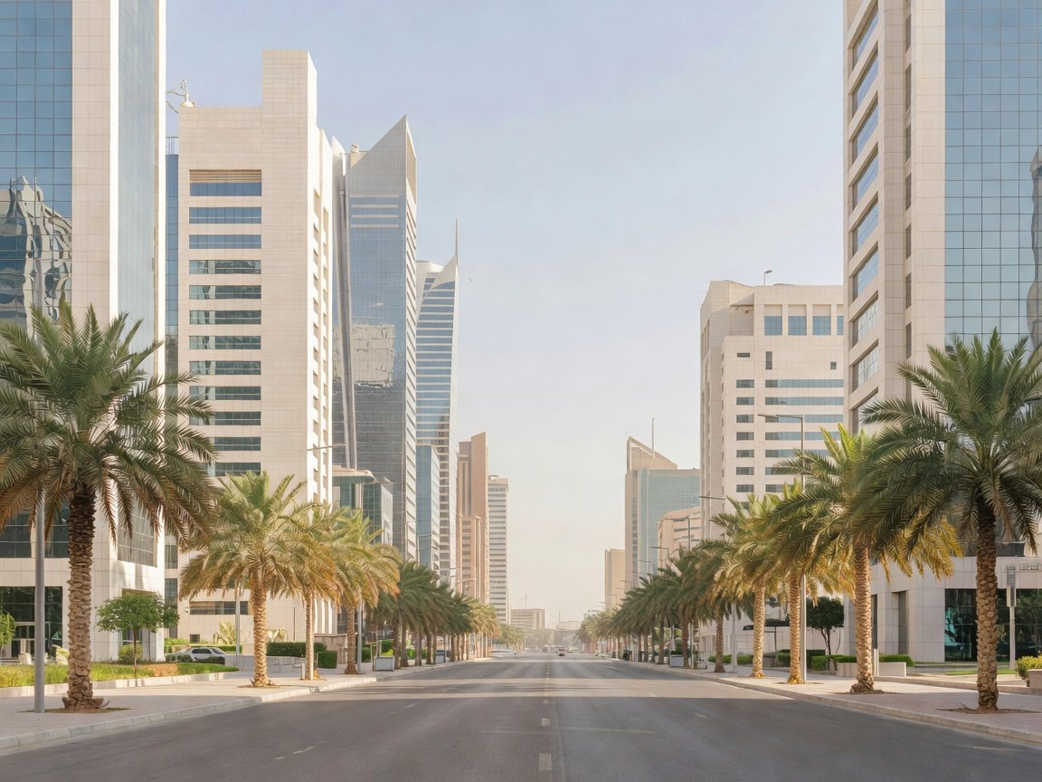 حي أعمال في الرياض في ضوء الصباح